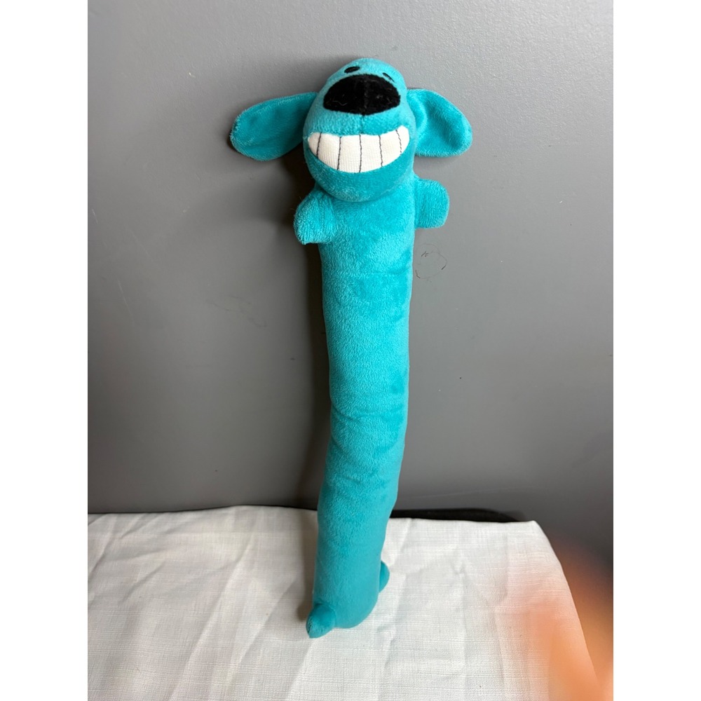 Multipet Loofa Dog Toy Blue Squeaky Plush Long Body 12 Inch Pet Toy